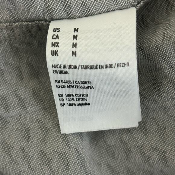 American Eagle Men's Gray Shark Long Sleeve Button Down Cotton Shirt M Medium - Picture 9 of 9